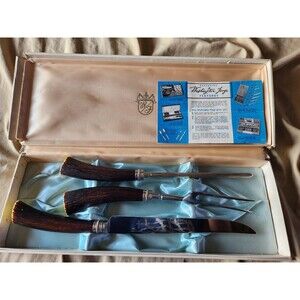 NOS Vintage Washington Forge 3 Pc Carving Set Sheffield England Original Box